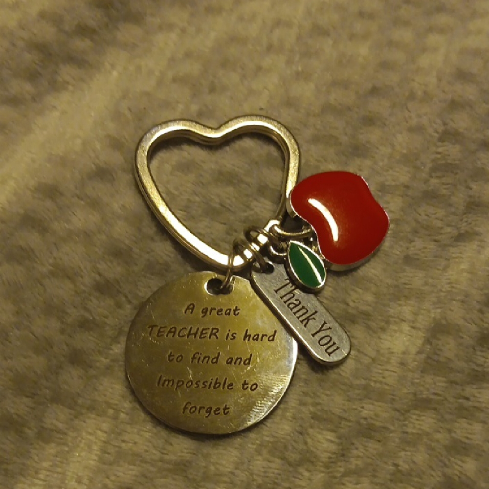 Heart and Apple Teacher Keychain New In Package